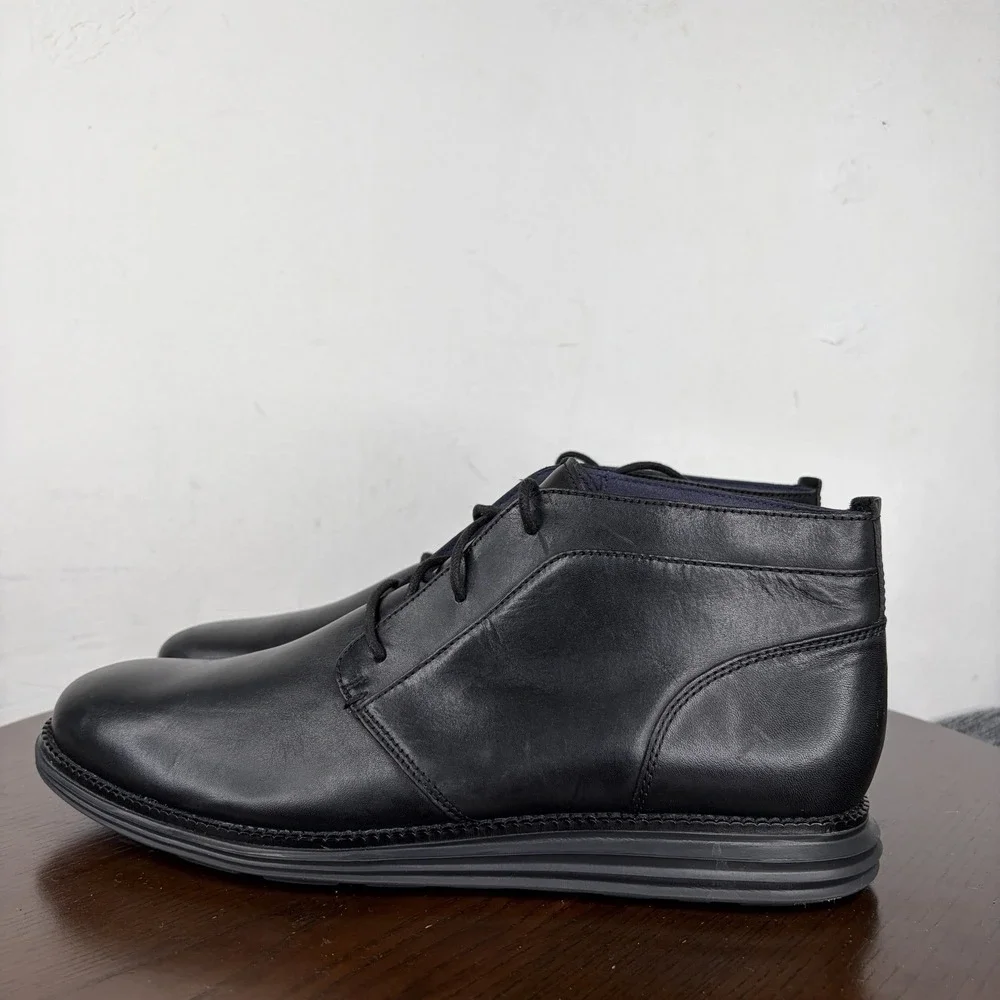 Cole Haan OriginalGrand Chukka Boots Men's 13M Black Leather Lace Up Comfort